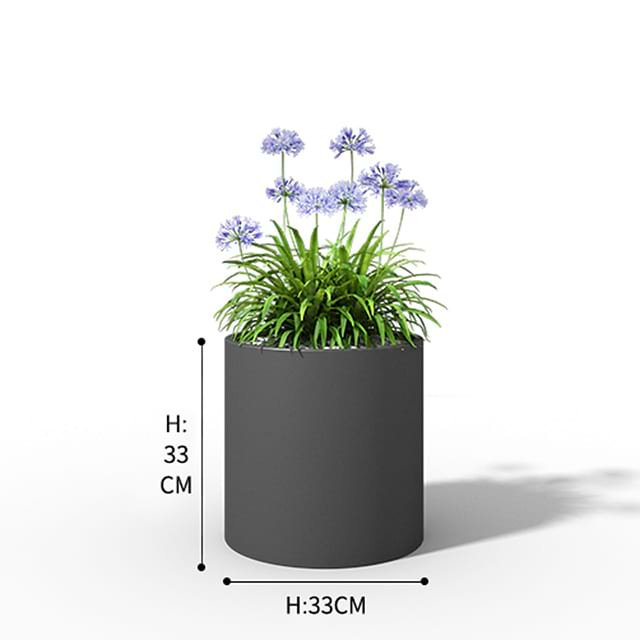 SKU_ Grey Cylindrical Flower Bed Flowerpot