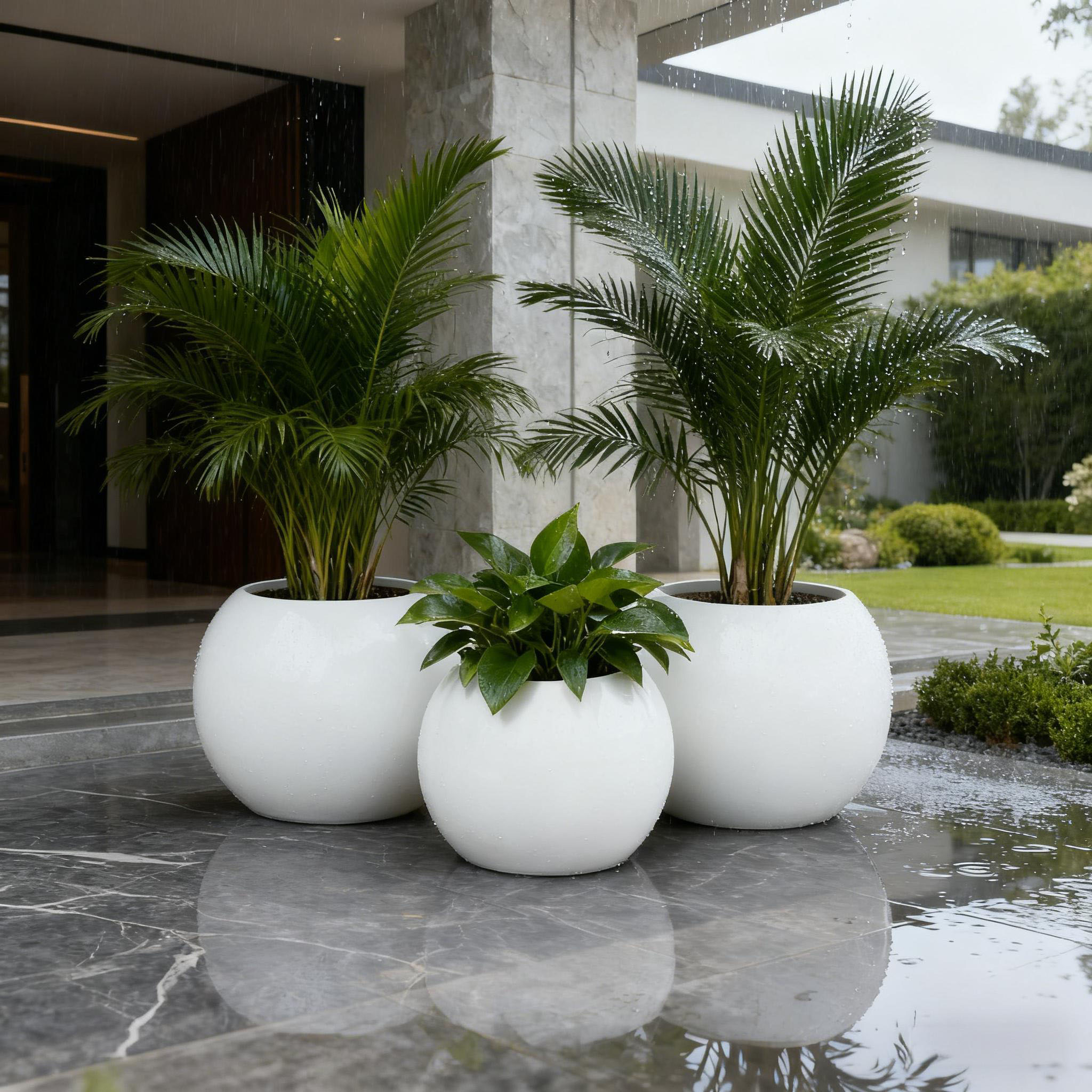 Polyurethane Spherical Planter– IndoorOutdoor Flower Pot for Home Balcony, Office & Commercial
