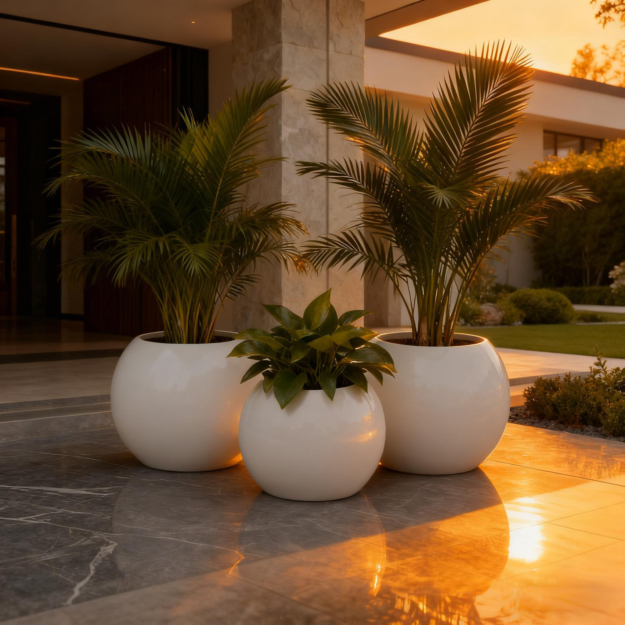 Polyurethane Spherical Planter– IndoorOutdoor Flower Pot for Home Balcony, Office & Commercial