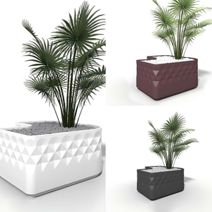 Modern White Diamond-Textured Corner Flower Box