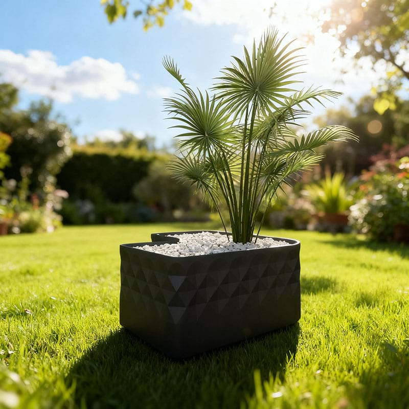 Modern White Diamond-Textured Corner Flower Box