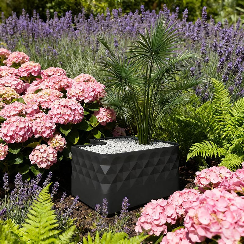 Modern White Diamond-Textured Corner Flower Box