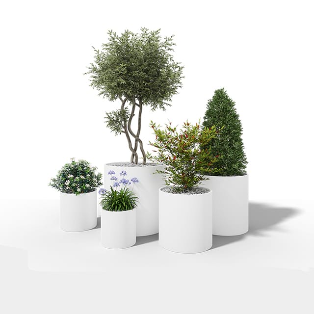 Grey Cylindrical Multi-Size Planter